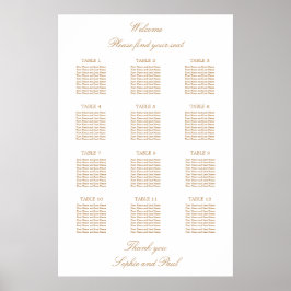 Poster Gráfico de Assentos de Casamento de Mesa 12 Bege D