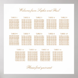 Poster Gráfico de Assentos de Casamento de Mesa 14 Bege D