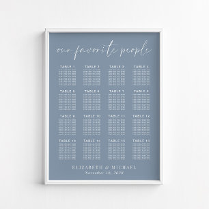 Poster Gráfico de Assentos de Casamento de Mesa 16 Azul P