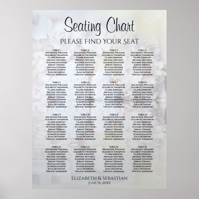 Poster Gráfico de Assentos de Casamento de Mesa 16 Reflex (Frente)