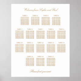 Poster Gráfico de Assentos de Casamento de Mesa 17 Bege D