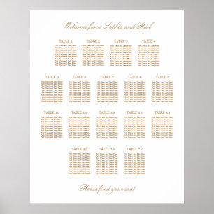 Poster Gráfico de Assentos de Casamento de Mesa 17 Bege D