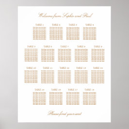 Poster Gráfico de Assentos de Casamento de Mesa 18 Bege D