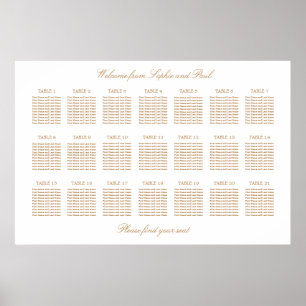 Poster Gráfico de Assentos de Casamento de Mesa 21 Bege D