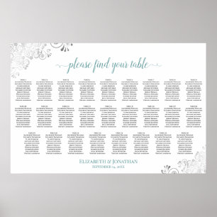 Poster Gráfico de Assentos de Casamento de Mesa 26 com Ba