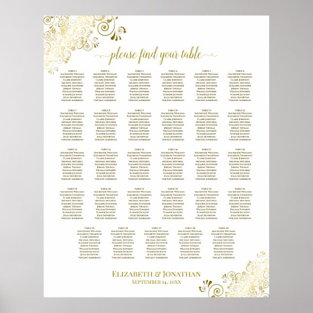 Poster Gráfico de Assentos de Casamento de Mesa 29 Amigos (Frente)