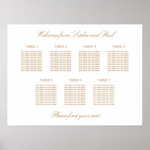 Poster Gráfico de Assentos de Casamento de Mesa 7 Bege Do