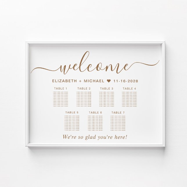 Poster Gráfico de Assentos de Casamento de Mesa 7 em Scri (Criador carregado)