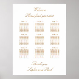 Poster Gráfico de Assentos de Casamento de Mesa 9 Bege Do