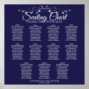 Poster Gráfico de Assentos de Casamento de Mesa Azul 11 d