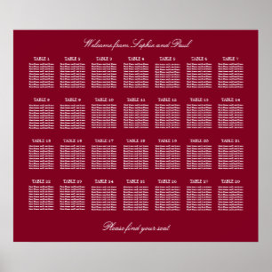 Poster Gráfico de Assentos de Casamento de Mesa Burgundy