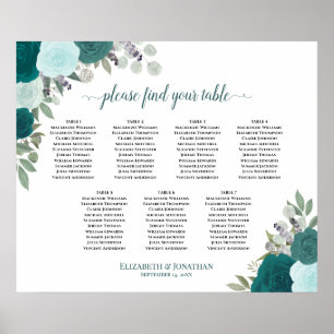 Poster Gráfico de Assentos de Casamento de Mesa das Rosas