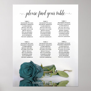 Poster Gráfico de Assentos de Casamento de Mesa de Teal