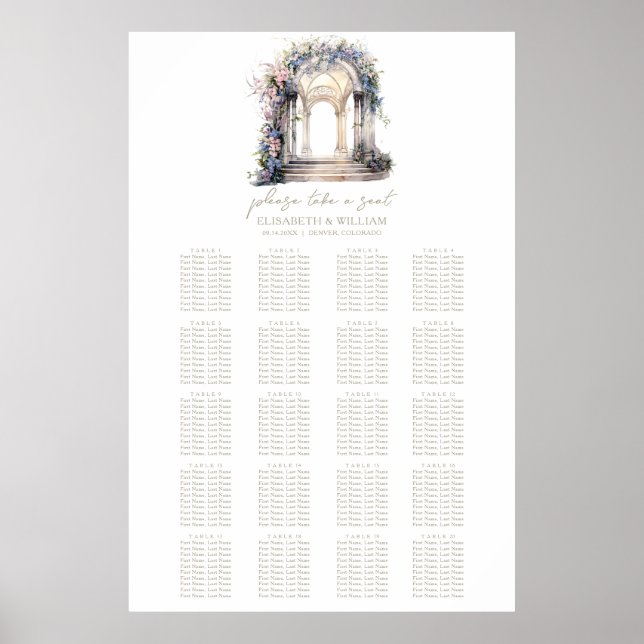 Poster Gráfico de Assentos de Casamento de Mesa do Arco d (Frente)