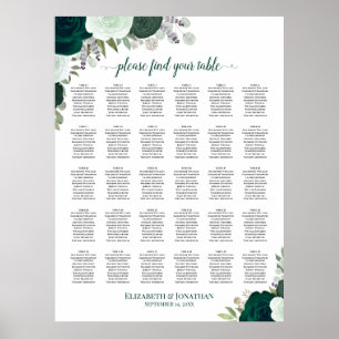 Poster Gráfico de Assentos de Casamento de Mesa do Emeral