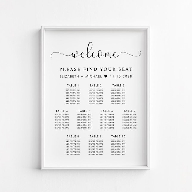 Poster Gráfico de Assentos de Casamento de Mesa Elegante  (Criador carregado)