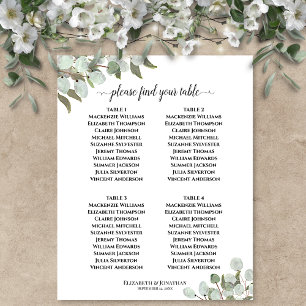 Poster Gráfico de Assentos de Casamento de Mesa Eucalypt