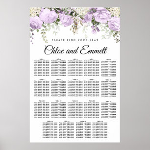 Poster Gráfico de Assentos de Casamento de Mesa Floral 1