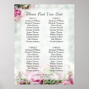 Poster Gráfico de Assentos de Casamento de Mesa Floral 4,