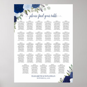 Poster Gráfico de Assentos de Casamento de Mesa Floral Bo