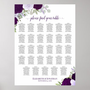 Poster Gráfico de Assentos de Casamento de Mesa Floral Bo