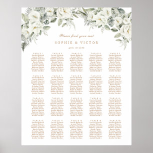 Poster Gráfico de Assentos de Casamento de Mesa Floral Br
