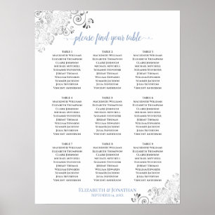 Poster Gráfico de Assentos de Casamento de Mesa Fril 9 Br