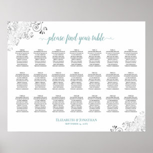 Poster Gráfico de Assentos de Casamento de Mesa Frilly 21
