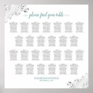 Poster Gráfico de Assentos de Casamento de Mesa Frilly 26