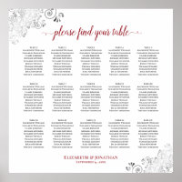 Gráfico de Assentos de Casamento de Mesa Frily 15 