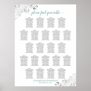 Poster Gráfico de Assentos de Casamento de Mesa Frily 22