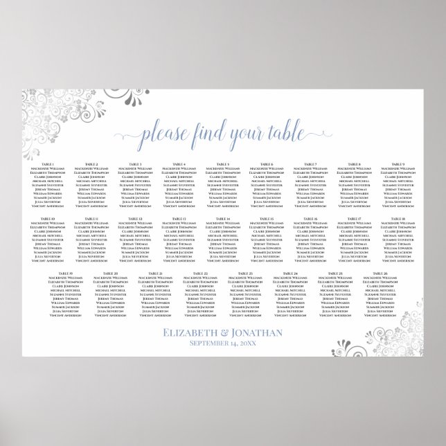 Poster Gráfico de Assentos de Casamento de Mesa Frily 26  (Frente)