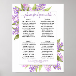 Poster Gráfico de Assentos de Casamento de Mesa Lilases d