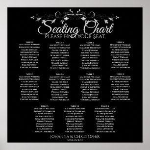 Poster Gráfico de Assentos de Casamento de Mesa preto 11