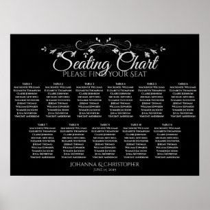 Poster Gráfico de Assentos de Casamento de Mesa Preto Sim
