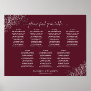 Poster Gráfico de Assentos de Casamento de Mesa Silver La