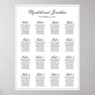 Poster Gráfico de Assentos de Casamento de Mesa Simplesme