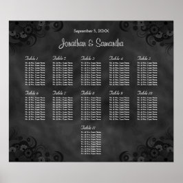 Poster Gráfico de Assentos de Casamento de Mesas 11 Black