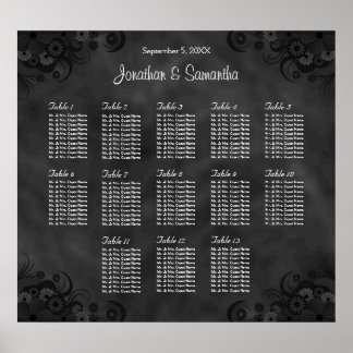 Poster Gráfico de Assentos de Casamento de Mesas 13 Black