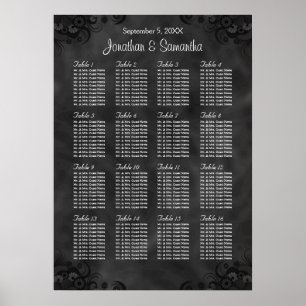 Póster Gráfico de Assentos de Casamento de Mesas 16 Black
