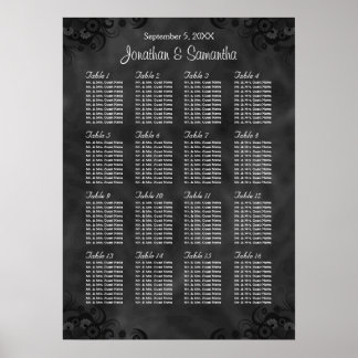 Póster Gráfico de Assentos de Casamento de Mesas 16 Black