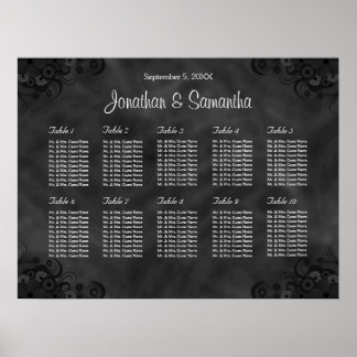 Póster Gráfico de Assentos de Casamento de Mesas Black 10