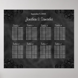 Poster Gráfico de Assentos de Casamento de Mesas Black 8