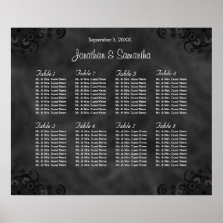 Poster Gráfico de Assentos de Casamento de Mesas Black 8