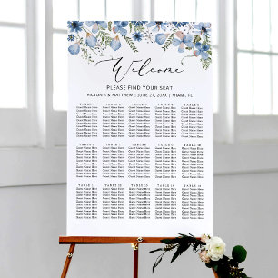 Poster Gráfico de Assentos de Casamento de Mesas com Azul