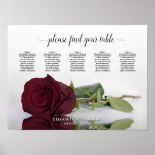 Poster Gráfico de Assentos de Casamento de Mesas da Rosa 