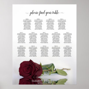 Poster Gráfico de Assentos de Casamento de Mesas da Rosa