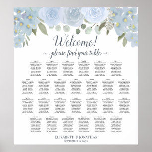 Poster Gráfico de Assentos de Casamento de Mesas Dusty Bl
