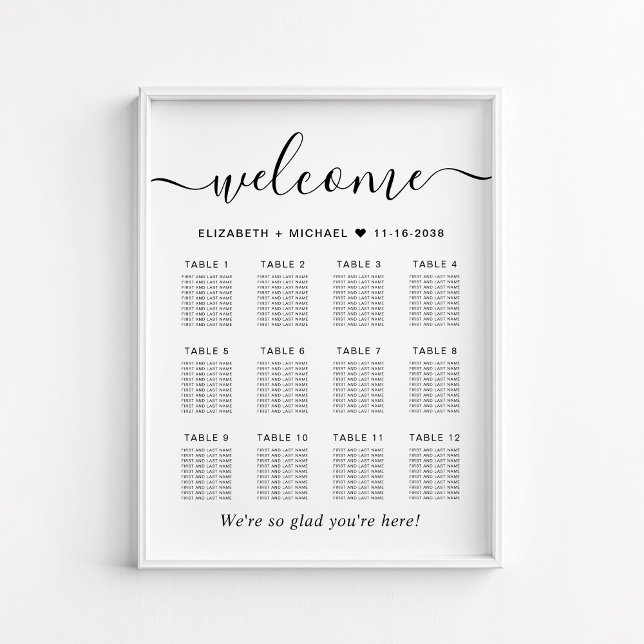 Poster Gráfico de Assentos de Casamento de Mesas Elegante (Criador carregado)