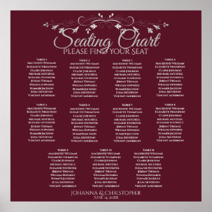Poster Gráfico de Assentos de Casamento de Mesas Elegante